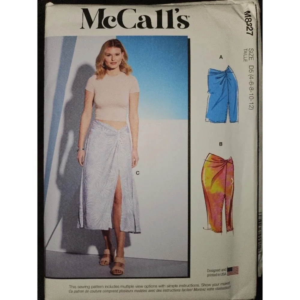 McCalls M8327 Misses Knit Skirts Sewing Pattern Uncut Size 4-12 Mini Midi Maxi